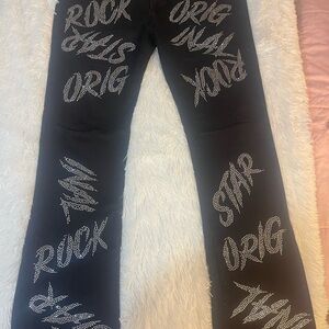 Black Studded Men's Stack Jeans